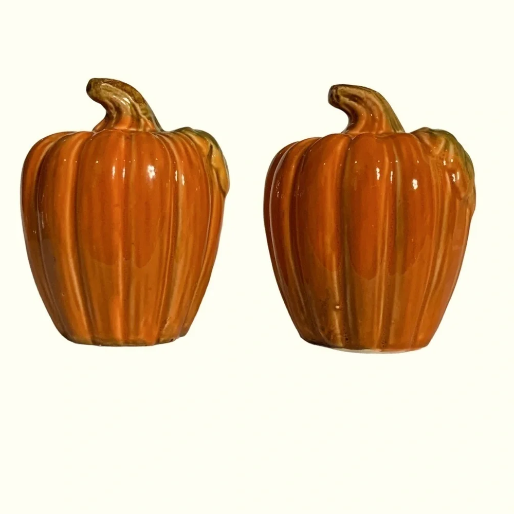 Salt and Pepper Autumn Harvest Artisan Hand Painted Glazed Ceramic Set